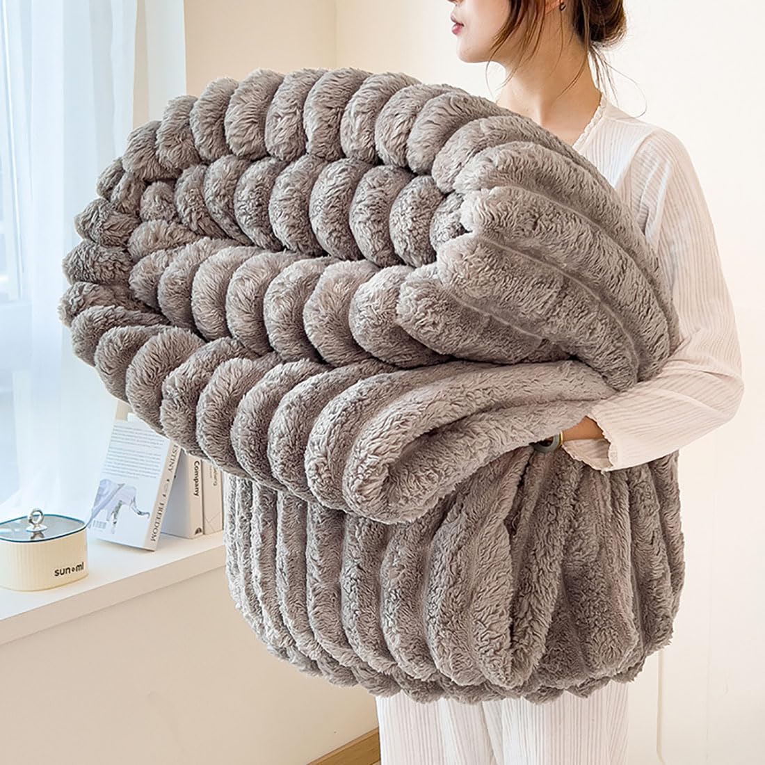 Faux Rabbit Fur Throw Blanket