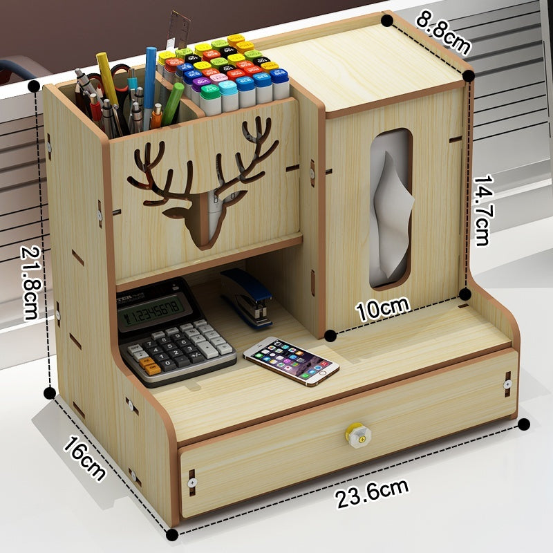 Desk Surface Panel Organizer with Storage Drawer