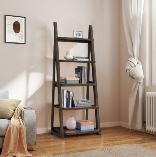 5-Tier Wood Frame Bookshelf & Storage Shelf