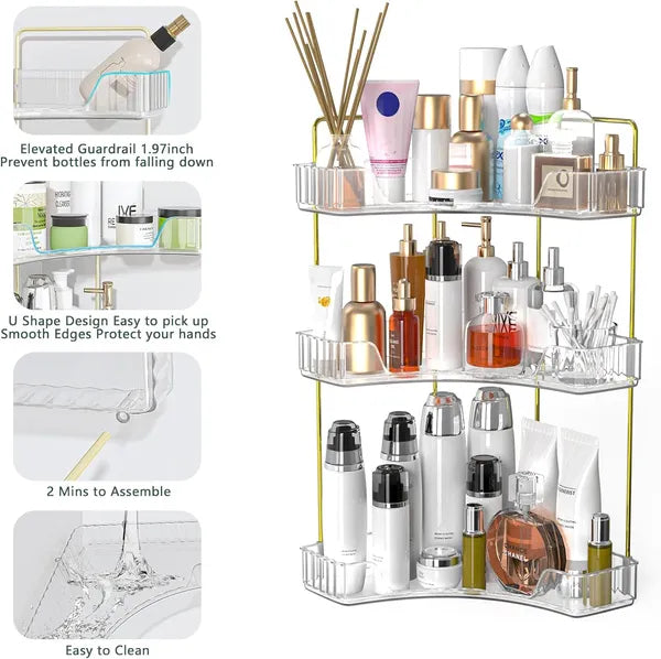 3-Tier Corner Bathroom Counter Storage Rack