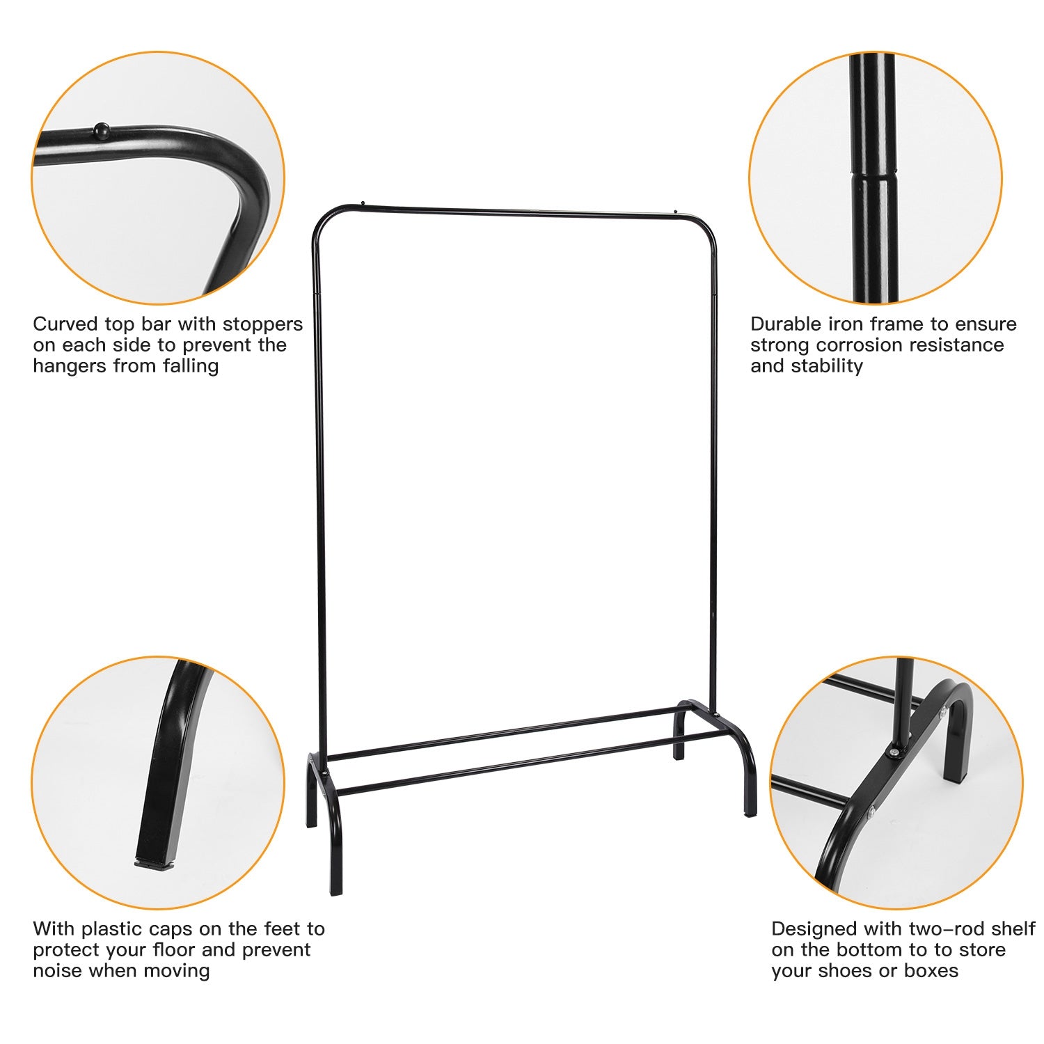 Freestanding Clothing Rack with Bottom Shelf