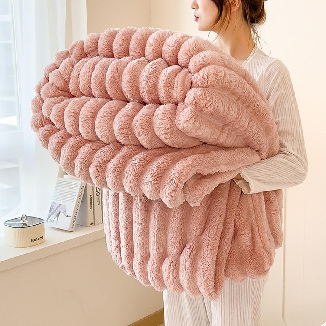 Faux Rabbit Fur Throw Blanket