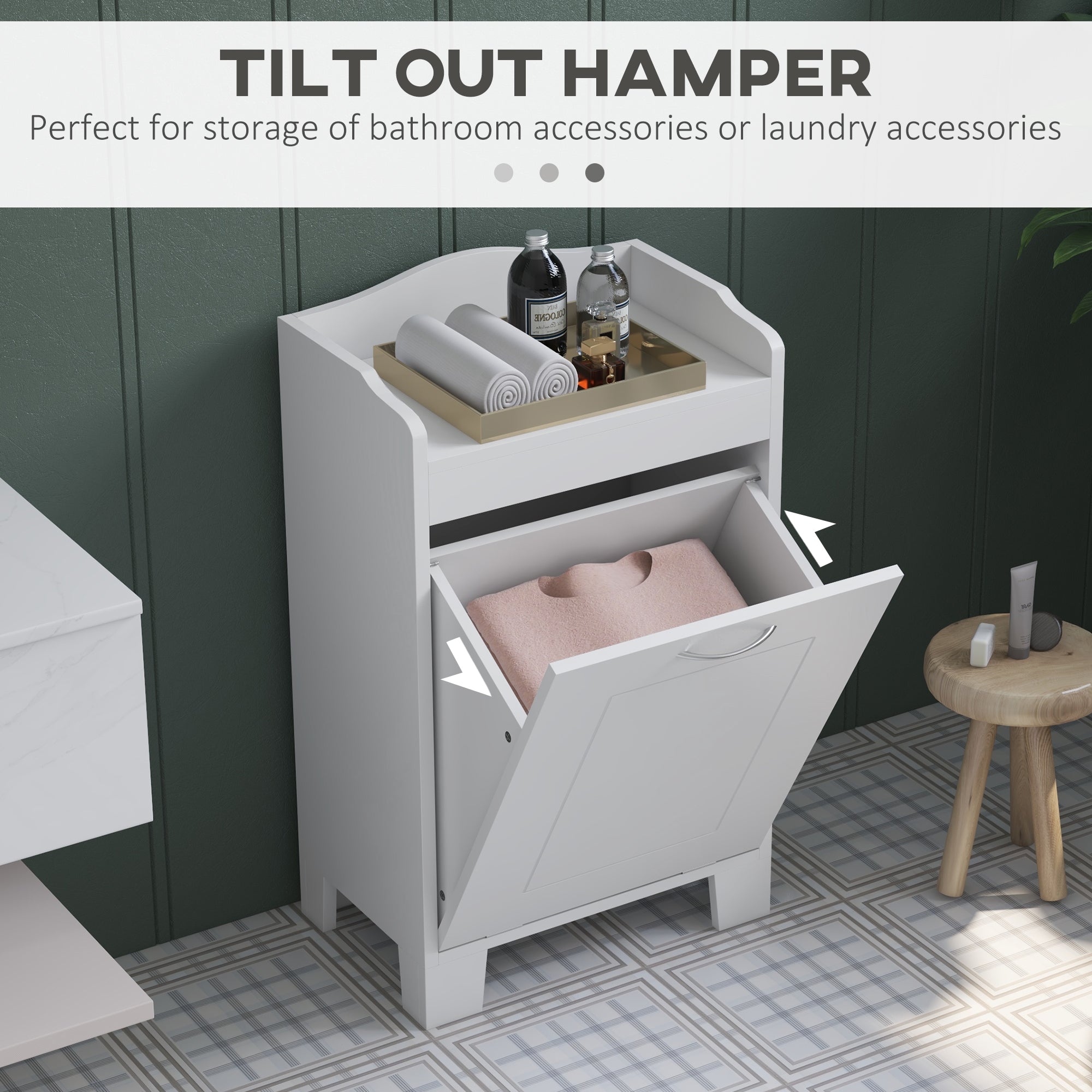 Tilt-Out Laundry Hamper Storage Cabinet