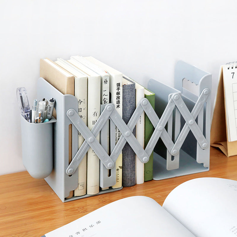 Adjustable Retractable Bookends with Pen Holder