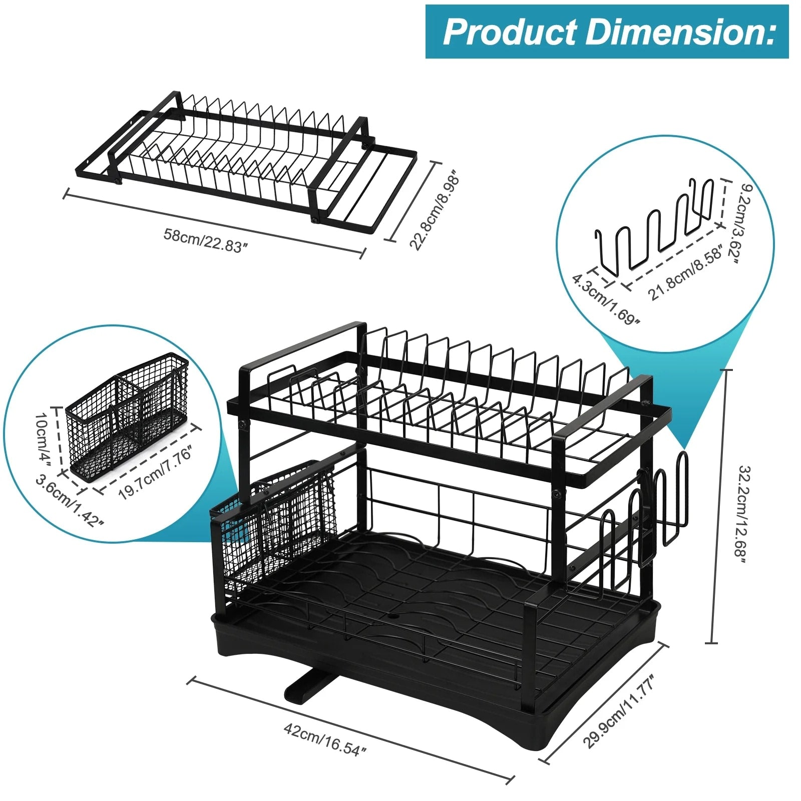 2-Piece Kitchen Organizer & Dish Drying Rack Set