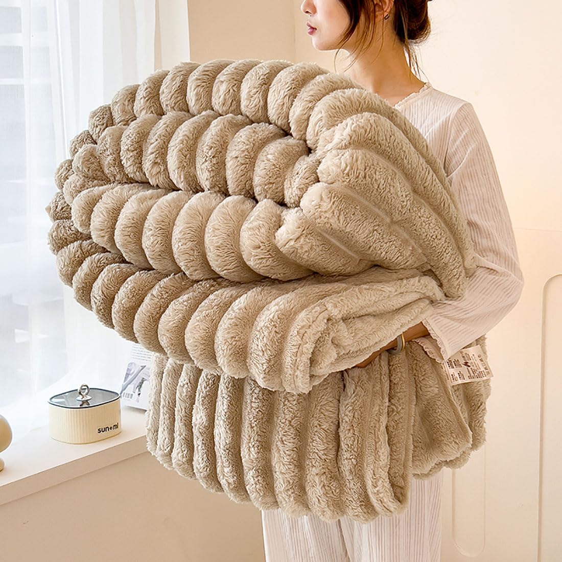 Faux Rabbit Fur Throw Blanket